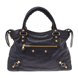 BALENCIAGA Giant Town Lambskin Bag Black